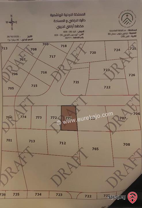 أرض سكني مساحة 525م للبيع في اللبن / جنوب عمان 