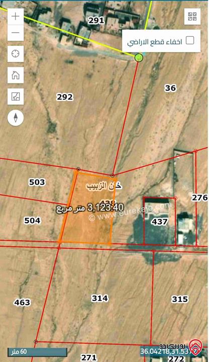 قطعة أرض مساحة 3 دونم للبيع في قرية خان الزبيب أراضي جنوب عمان