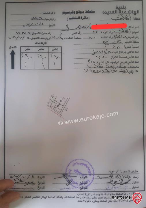 قطعتين أرض مساحات 514م / 852م على شارعين للبيع في الزرقاء - الهاشمية