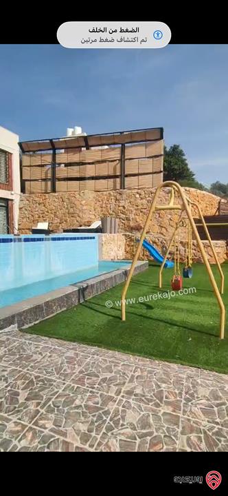 شالية فاخر مميز مساحة الأرض 1300م والبناء 180م للبيع في جرش قريب من عمان بإطلالة بانورامية وأعلى مواصفات