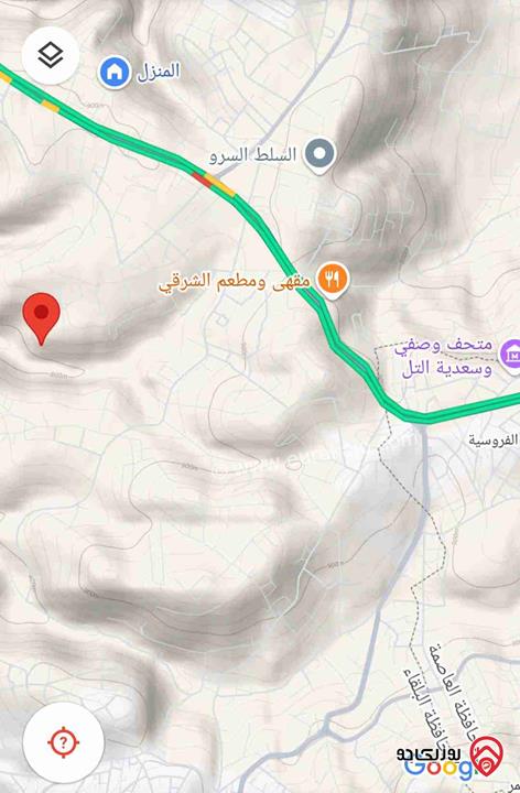 قطعة ارض مساحة 993م لقطة للبيع في اجمل مناطق السلط (السرو ) 