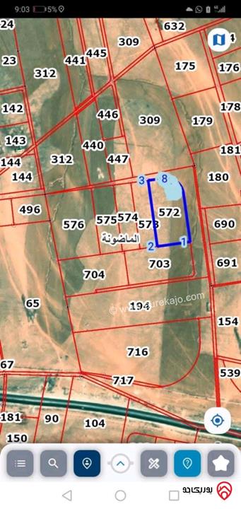أرض مساحة 9 دونم و 400م للبيع من أراضي شرق عمان - الماضونة