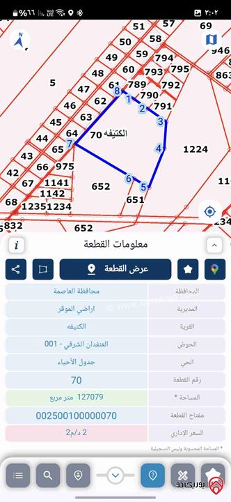 أرض مساحة 126 دونم للبيع في عمان - الكتيفه