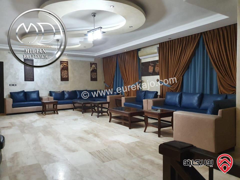 شقة دوبلكس ارضية مفروشة للايجار في عمان - الشميساني مساحة 350م 5 نوم مع ترس و حديقة 150م سوبر ديلوكس