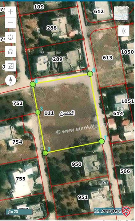 قطعة أرض مساحة 2 دونم و 229م للبيع في اربد - الحصن