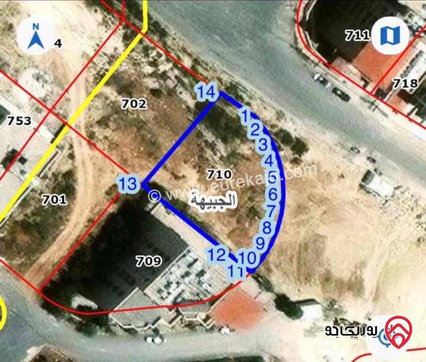 قطعة أرض مساحة 805م للبيع في عمان - الجبيهة على شارعين على شارع رئيسي سكن ب