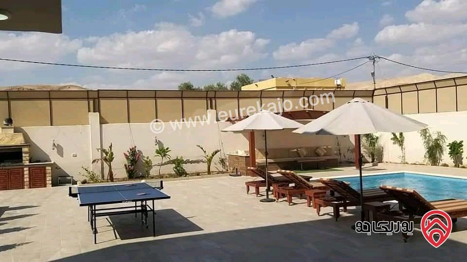 شـاليه مـفروش مساحة الأرض 550م والبناء 150م للبيع في البحر الميت منطقة الشونة الجنوبية الجوفة