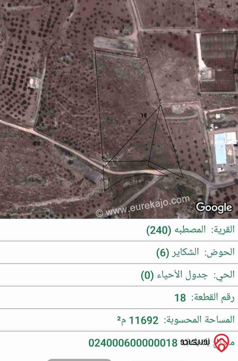 أرض مساحة 11 دونم و 477م للبيع في منطقة جرش - المصطبه 
