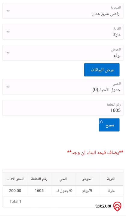 أرض مساحة 288م حصص مشتركة قوشان مشترك للبيع في عمان طريق الحزام صالحية العابد 