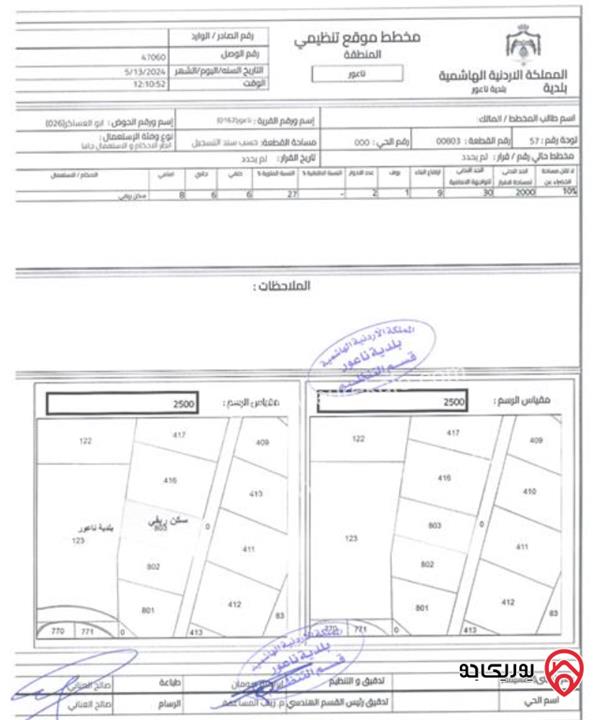 أرض مساحة 1800م للبيع في عمان - ناعور