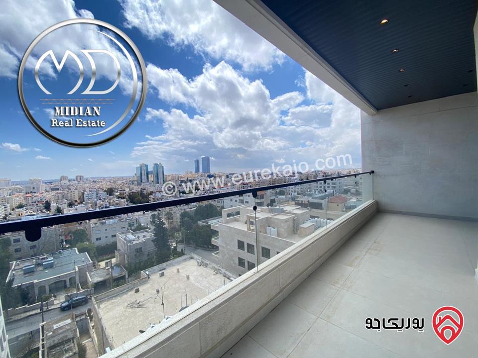 شقة دوبلكس جديدة للبيع في عمان - الرابية طابق أخير مع روف مساحة 240م مع تراسات تشطيبات ديكورات عصرية فاخرة اطلالة رائعة 