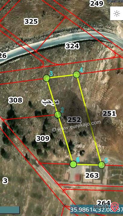 قطعة ارض مساحة 4 دونم و 942م للبيع في الزرقاء منطقة مرحب حوشان