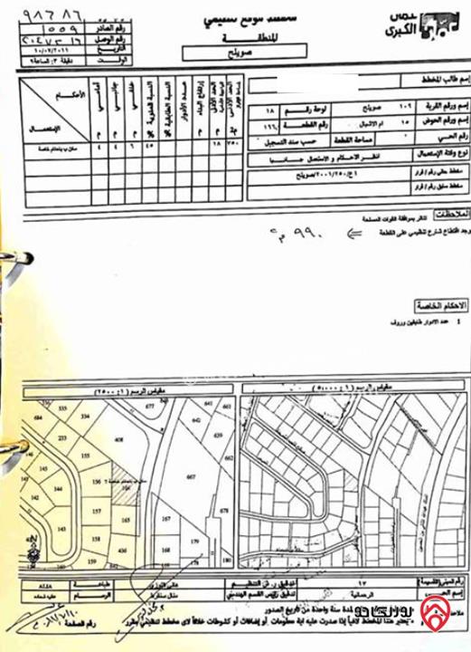 قطعة أرض مساحة 990م للبيع في عمان - دابوق حوض 15 ام الاشبال
