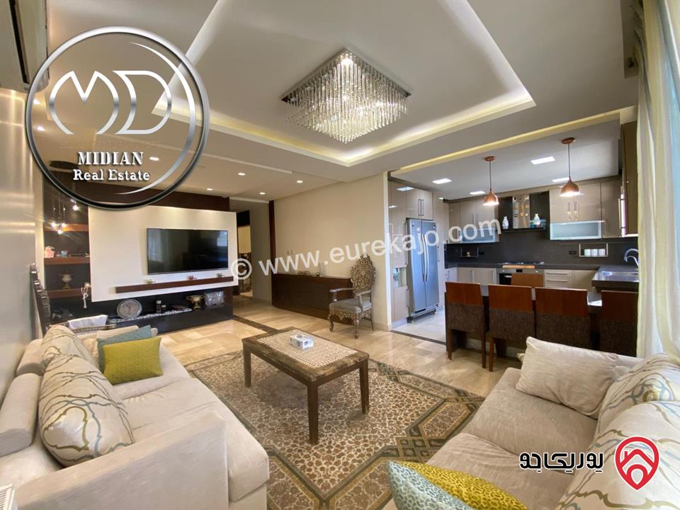 شقة مفروشة طابق أخير مع روف للايجار في عمان - خلدا - العوجانية مساحة 320م مع تراسات تشطيبات ديكورات فاخرة اطلالة جميلة