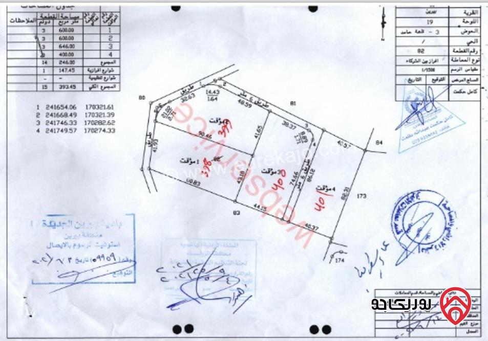 من المالك قطعة أرض زراعية مساحة 3 دونم و 400م للبيع من اراضي الزرقاء - قرية بيرين - حوض تلعة حامد