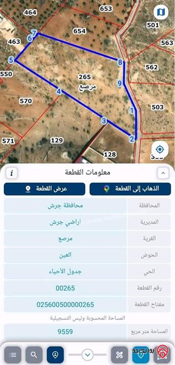أرض مساحة 10 دونم للبيع في جرش - مرصع