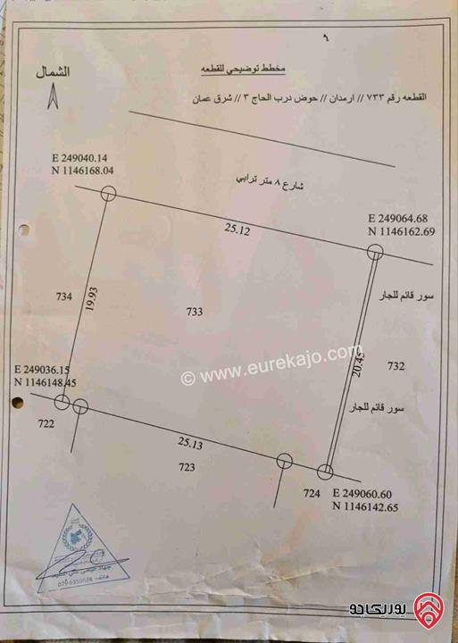 قطعة أرض مساحة 507م للبيع في عمان - البيضا ارمدان