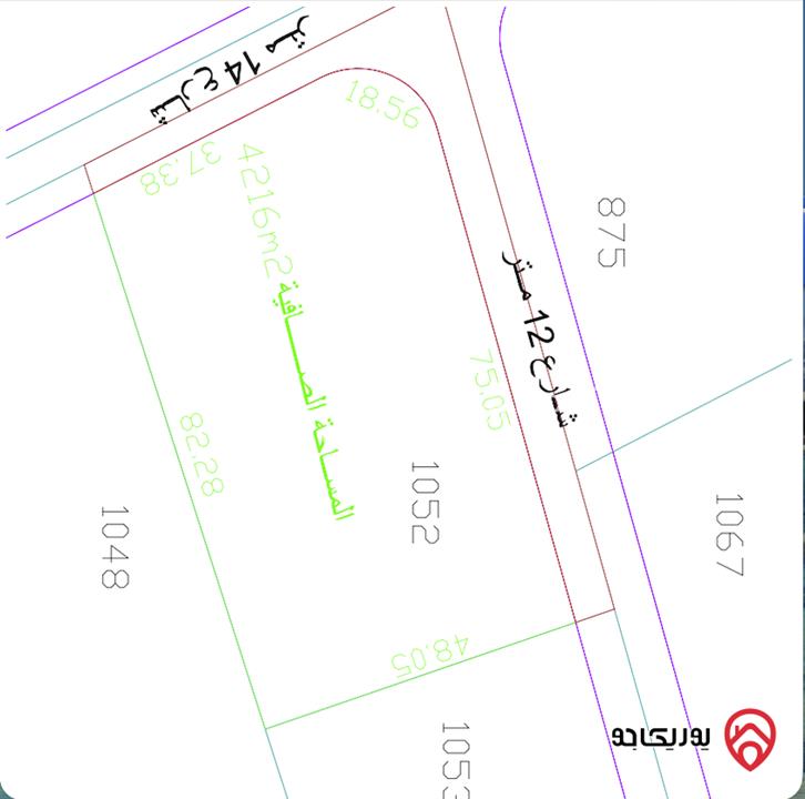 قطعة أرض مساحة 4216م للبيع في عمان - القسطل حوض الموارس تبعد عن طريق المطار 3 كم تقريبا 