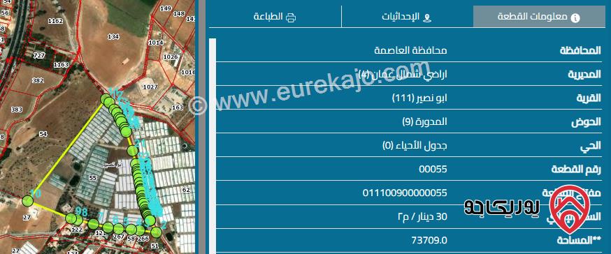 قطعة أرض زراعي مساحة 36 دونم و 874 م للبيع في عمان - ابو نصير
