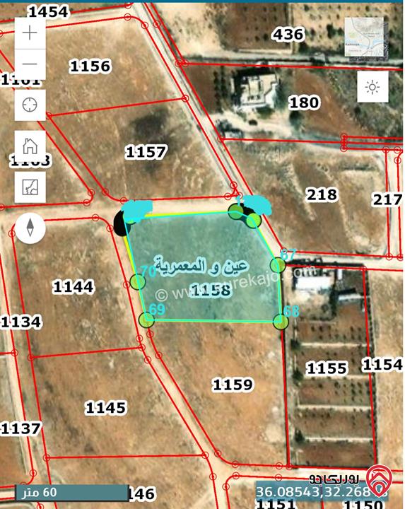 ارض مساحة 4 دونم للبيع في المفرق - بلعما - عين والمعمرية 