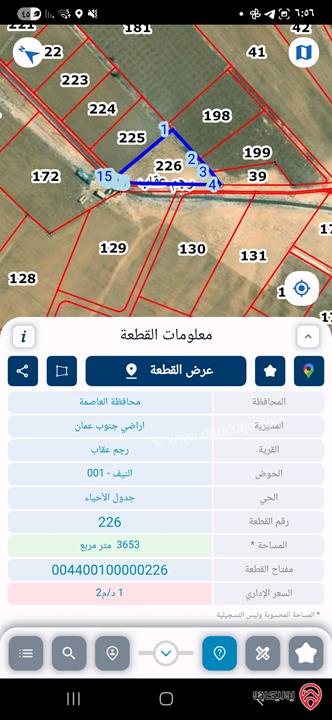 قطعتين أرض مساحة كل قطعة 3 دونم و 652م للبيع في عمان - ام الرصاص رجم عقاب