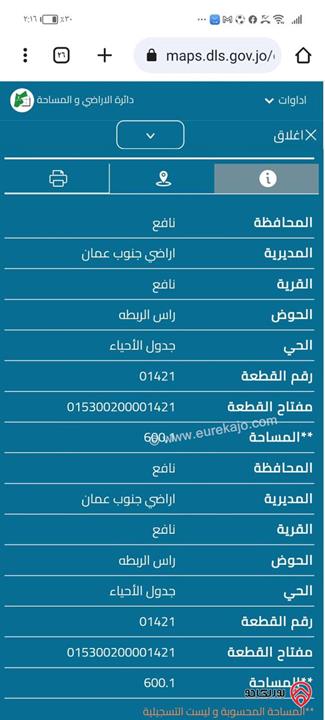 أرض مساحة 600م للبيع في عمان - منطقة خريبة السوق 