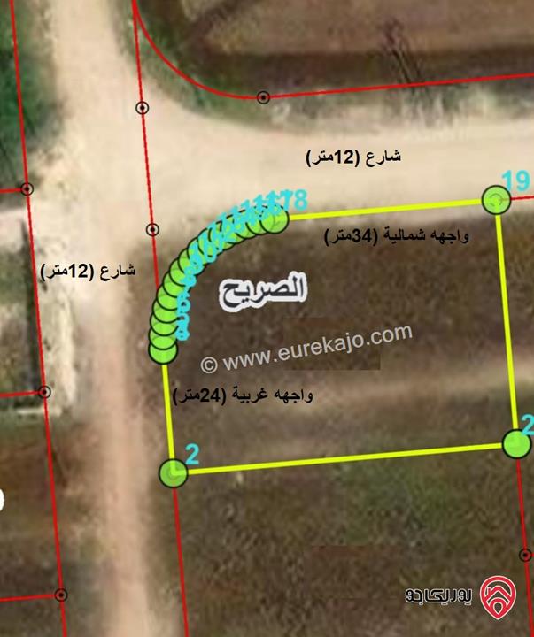 قطعة أرض مساحة 785م على شارعين للبيع في اربد - من اراضي الصريح حوض سلمان الشمالي 