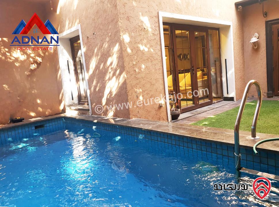 شقة أرضية مفروشة دوبلكس مساحة 250م مع مسبح للايجار في عمان - عبدون