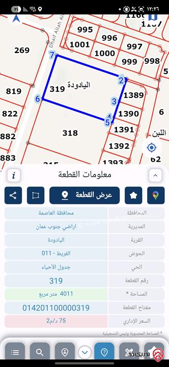 ارض مساحة 4 دونم للبيع في عمان - اليادودة حوض الفريط سكن ج من المالك مباشرة