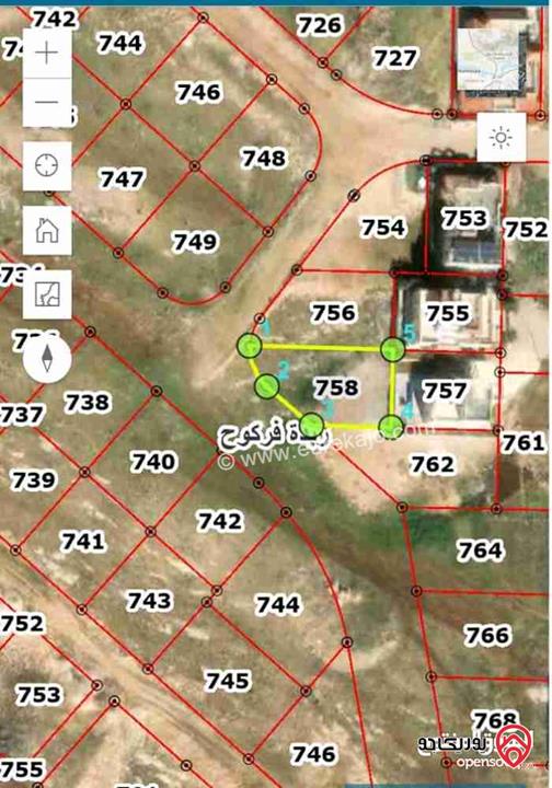 قطعة أرض مساحة 620م للبيع في اربد زبدة فركوح