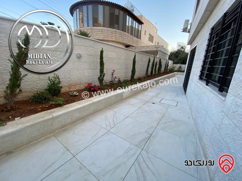 شقة شبه ارضي جديدة للبيع في عمان - الصويفية مساحة 165م مع ترس و حديقة 150م تشطيبات سوبر ديلوكس بسعر مميز جداً