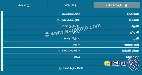 قطعة أرض مساحة 560م للبيع في شفا بدران