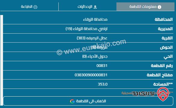 قطعة ارض مساحة 353م للبيع في عمان - ماركا	