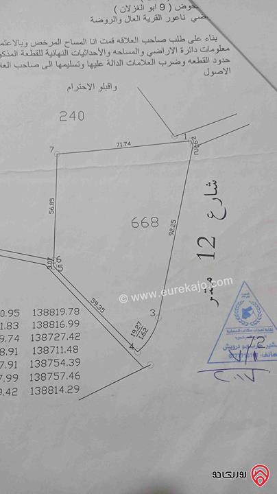 ارض للبيع في ناعور 5456م اطلالة مذهلة قرب مزرعة الكردي ش12م مستوية جبلية 