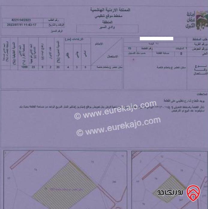 أرض مساحة 10 دونم للبيع في عمان - بدر الجديدة