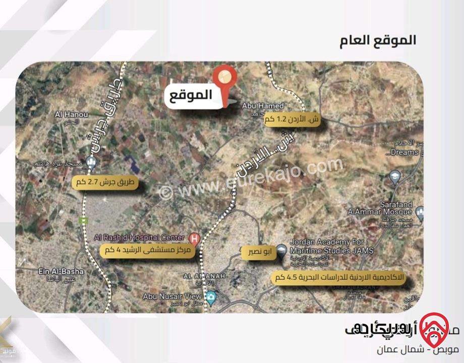 قطعة ارض استثمارية مساحة 750م للبيع في منطقة هادئة من أراضي شمال عمان - موبص