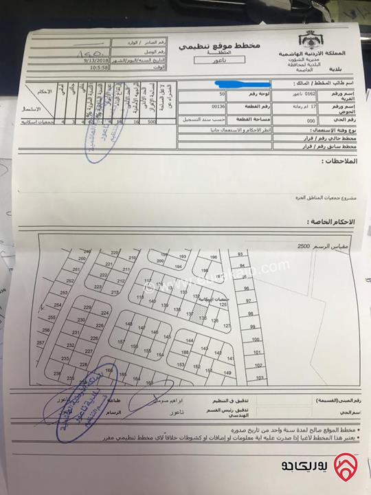 قطعة ارض مساحة 621م للبيع في عمان - طريق المطار