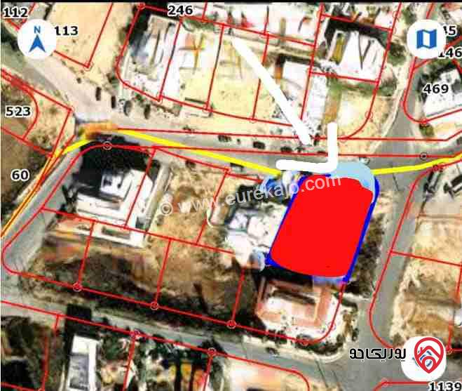 قطعة ارض مساحة 1 دونم للبيع في عمان - دابوق حوض المنش مطلة على ثلاث شوارع رئيسية تنظيم سكني أ