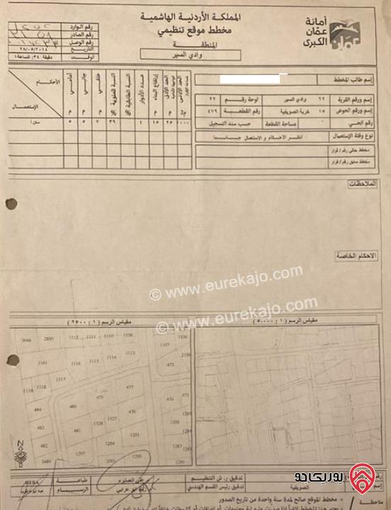 أرض مساحة 1030م للبيع في عمان - الصويفية