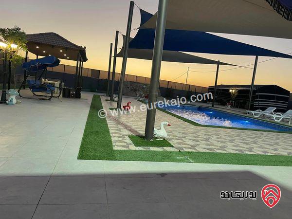 مزرعة / شاليه الجود مساحة الأرض 4500م والبناء 120م للبيع في مادبا - منطقة المشقر
