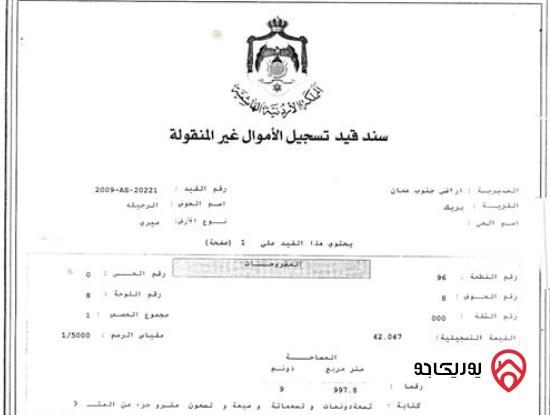 أرض مساحة 10 دونم للبيع من أراضي جنوب عمان - بريك
