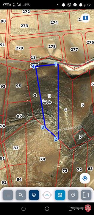 ارض مساحة 7724م للبيع بسعر 25000 دينار للدونم قابل للتفاوض في الزرقاء - جريبا 