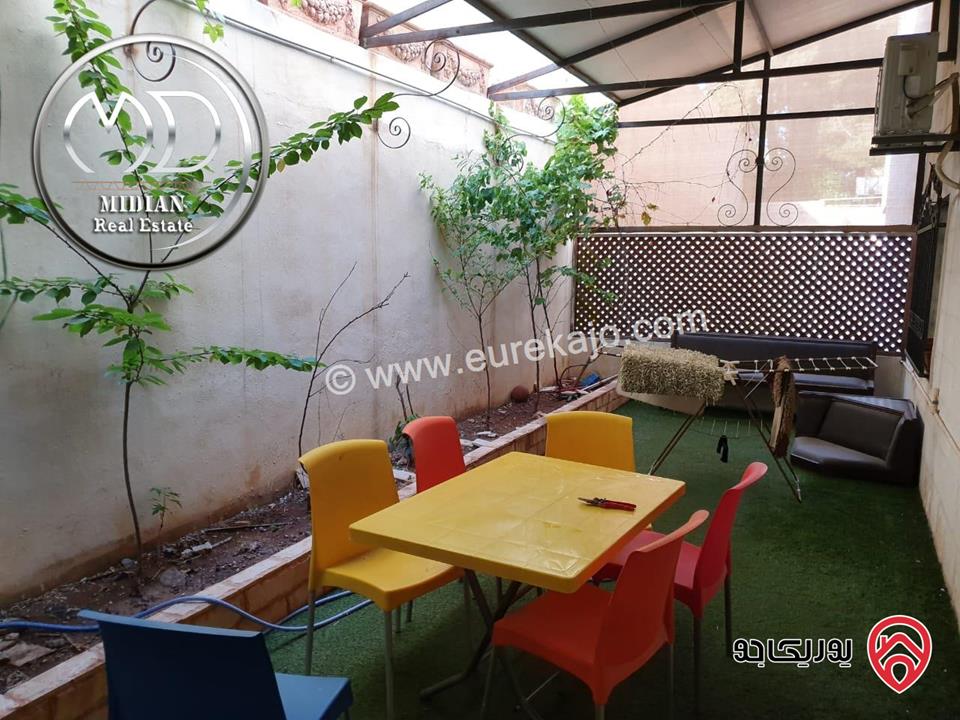 شقة دوبلكس ارضية مفروشة للايجار في عمان - الشميساني مساحة 350م 5 نوم مع ترس و حديقة 150م سوبر ديلوكس