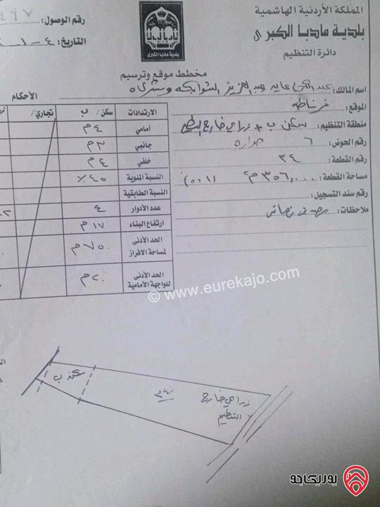 أرض مساحة 11 دونم للبيع في مادبا حوض الجامعة الألمانية 