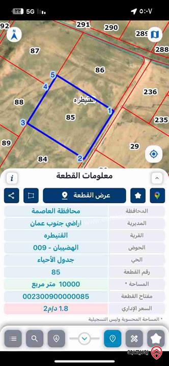 قطعة ارض مساحة 5 دونم للبيع في عمان - القنيطرة 