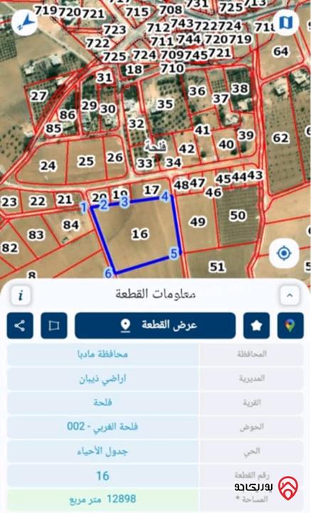 اراضي زراعية مفروزات واصلهم خدمات للبيع من المالك مباشرة في مادبا - ذيبان