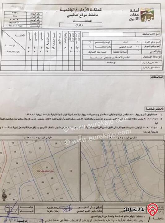 أرض مساحة 1099م للبيع في عمان - عبدون