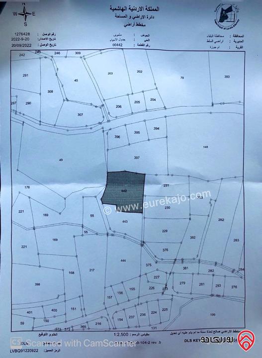 قطع أراضي عدد 5 مساحة كل قطعة 1 دونم سكن أ للبيع في السلط دعم الغزالات