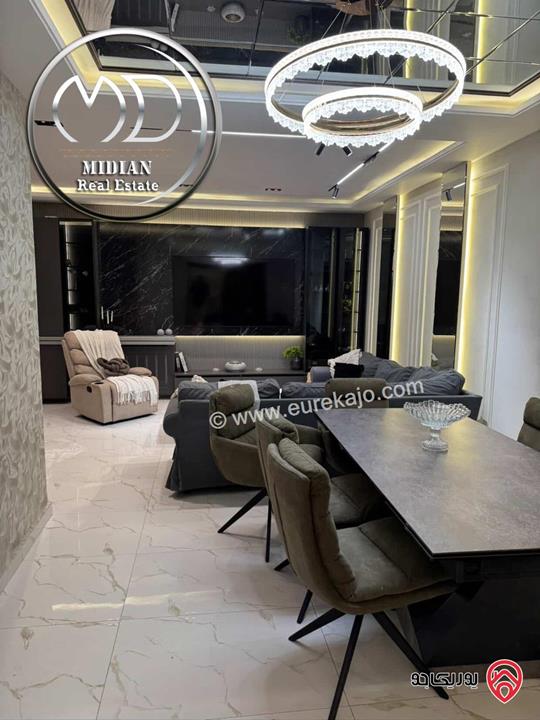 شقة شبه ارضي مفروشة للايجار في عمان - عبدون مساحة 140م مع ترس و حديقة 130م تشطيبات و ديكورات عصرية فرش فاخر جداً