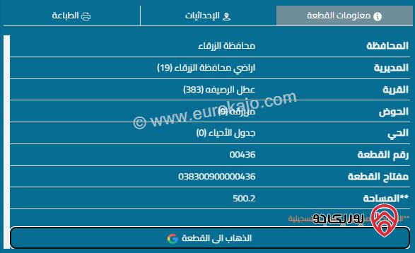 قطعة أرض مساحة 500م للبيع في عمان - ماركا تقع خلف سجن ماركا